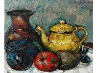 Painting, still life with a yellow teapot, art. Danail Tsonev, 2023