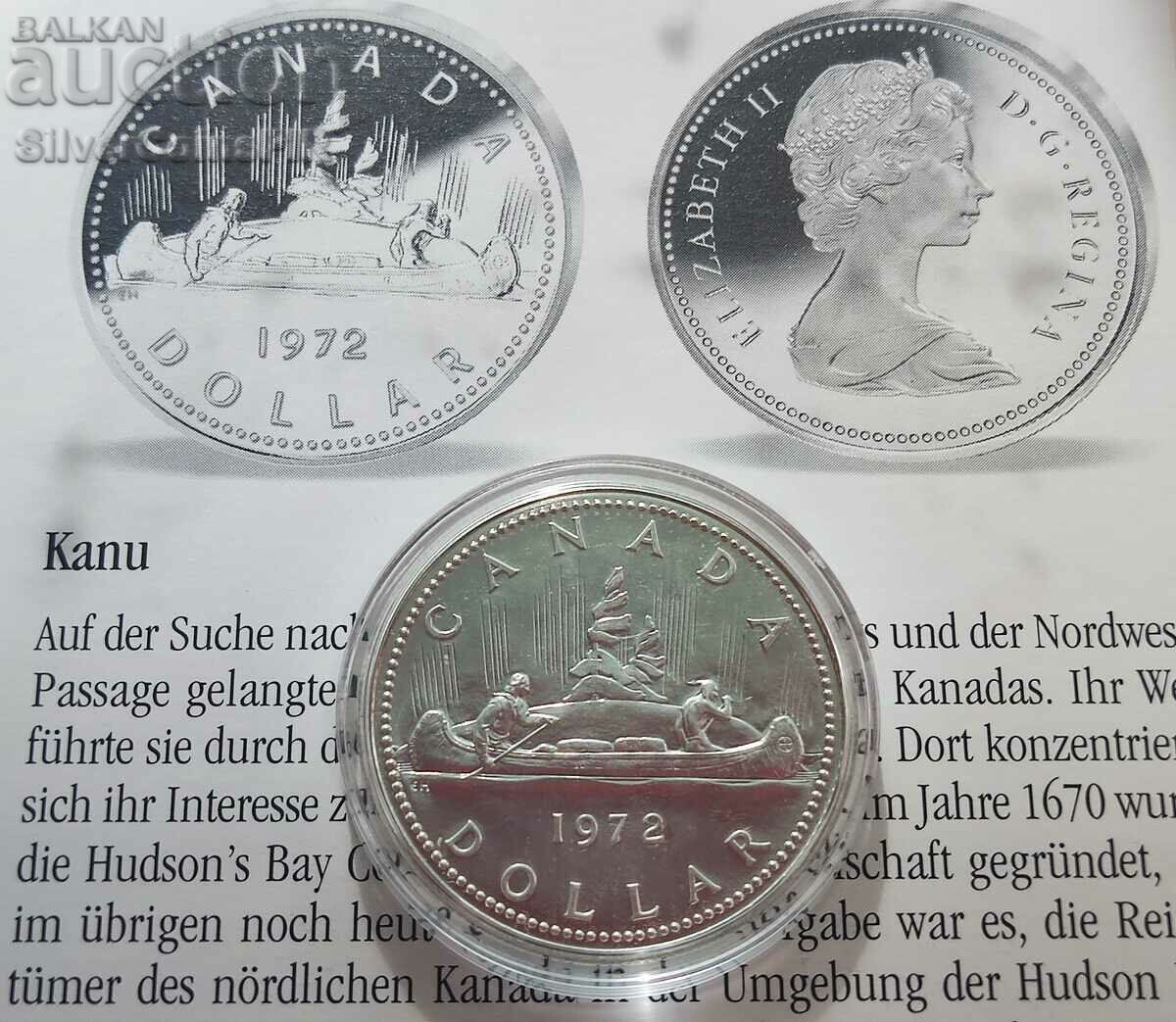 Silver 1 Dollar Canoe 1972 Canada