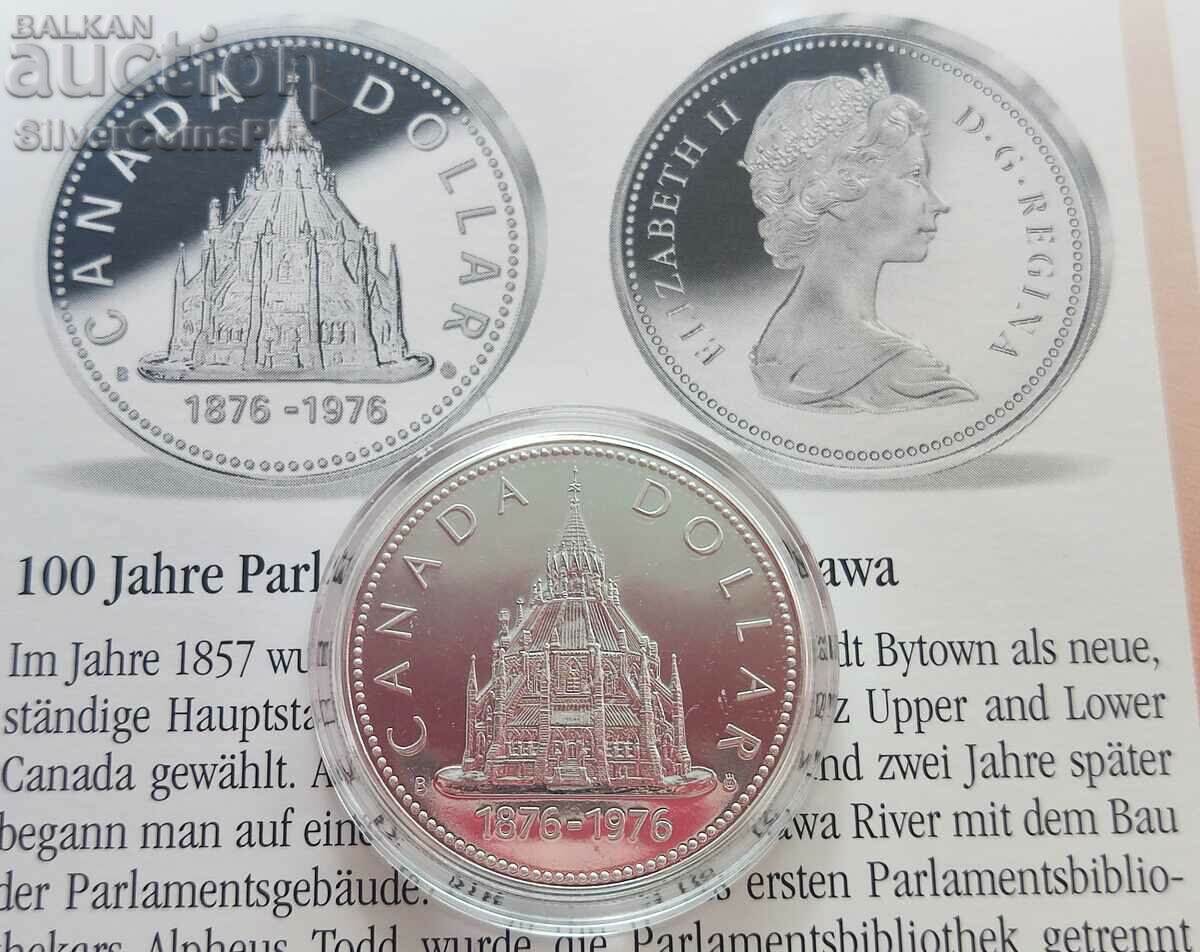 Silver 1 Dollar Parliament 1976 Canada