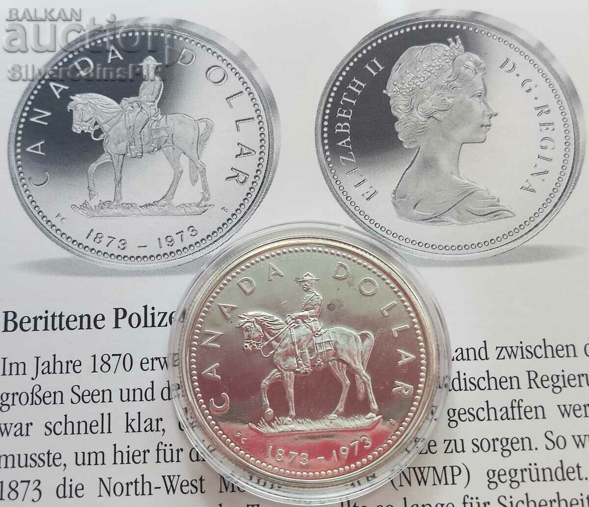 Silver 1 Dollar Police 1973 Canada