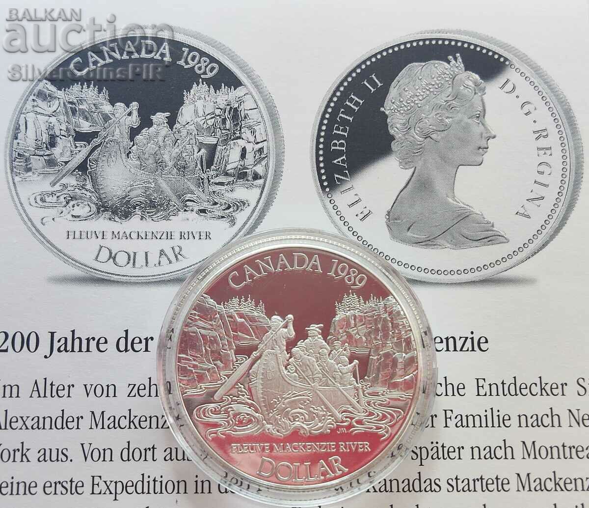 Argint 1 dolar Mackenzie River 1989 Canada