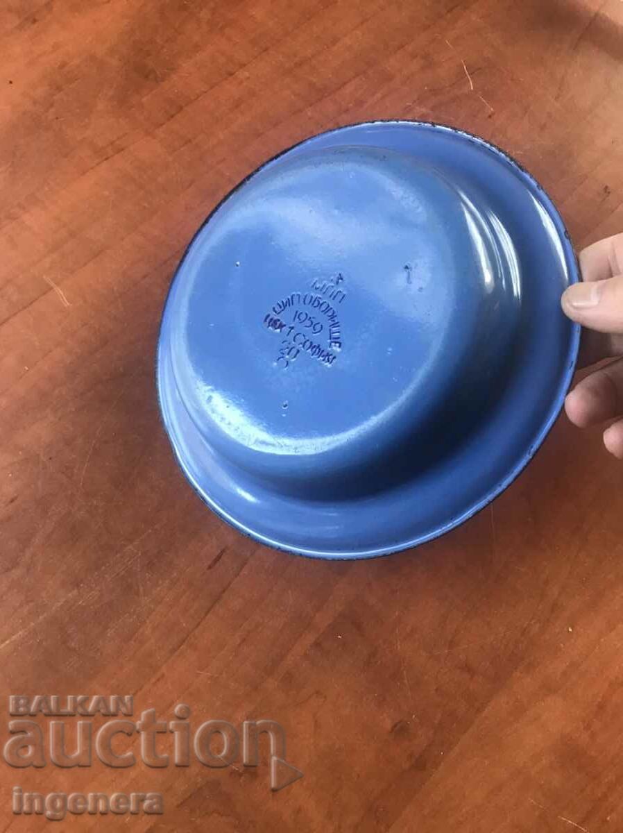 EARLY SOC ENAMEL PLATE PRESERVED-1959. with price 26.00 BGN | € 13.29 EARLY SOC ENAMEL PLATE PRESERVED-1959. with price 26.00 BGN | € 13.29