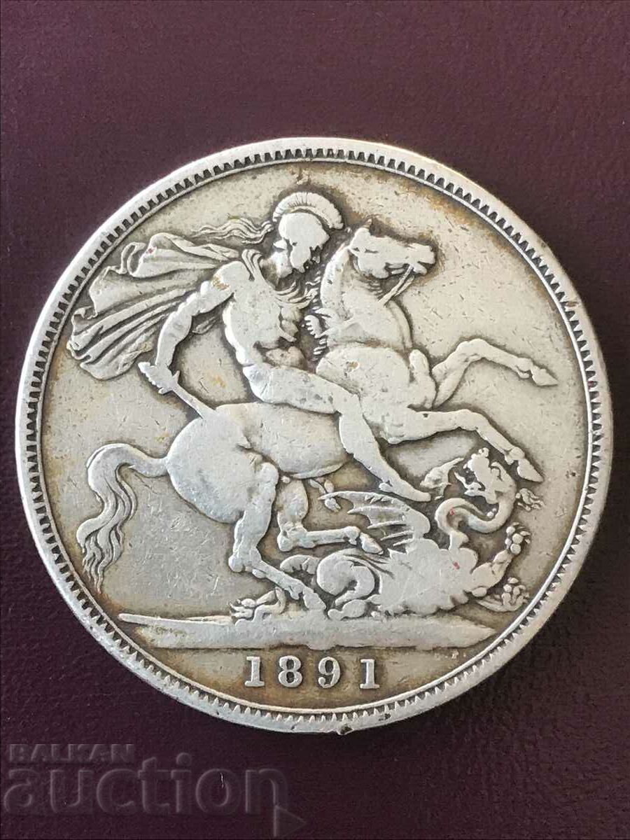 Marea Britanie 1 Coroană 1891 Victoria Silver