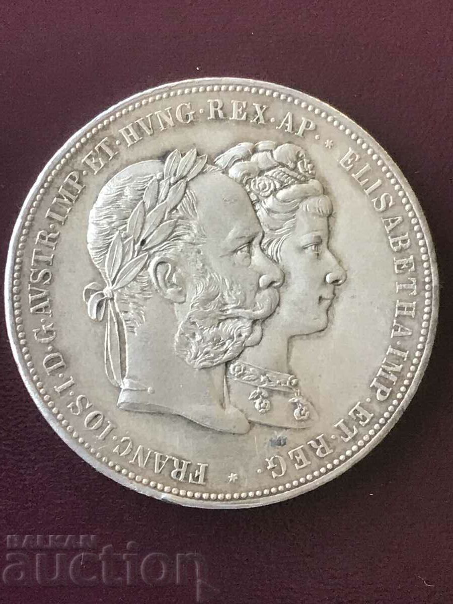 Austro-Ungaria 2 Gulden 1879 Nunta de argint Franz Joseph