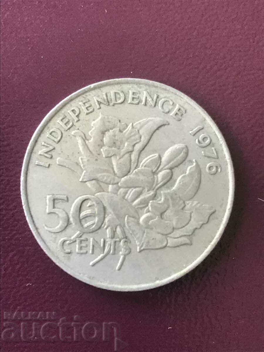 Seychelles 50 cents 1976 independence