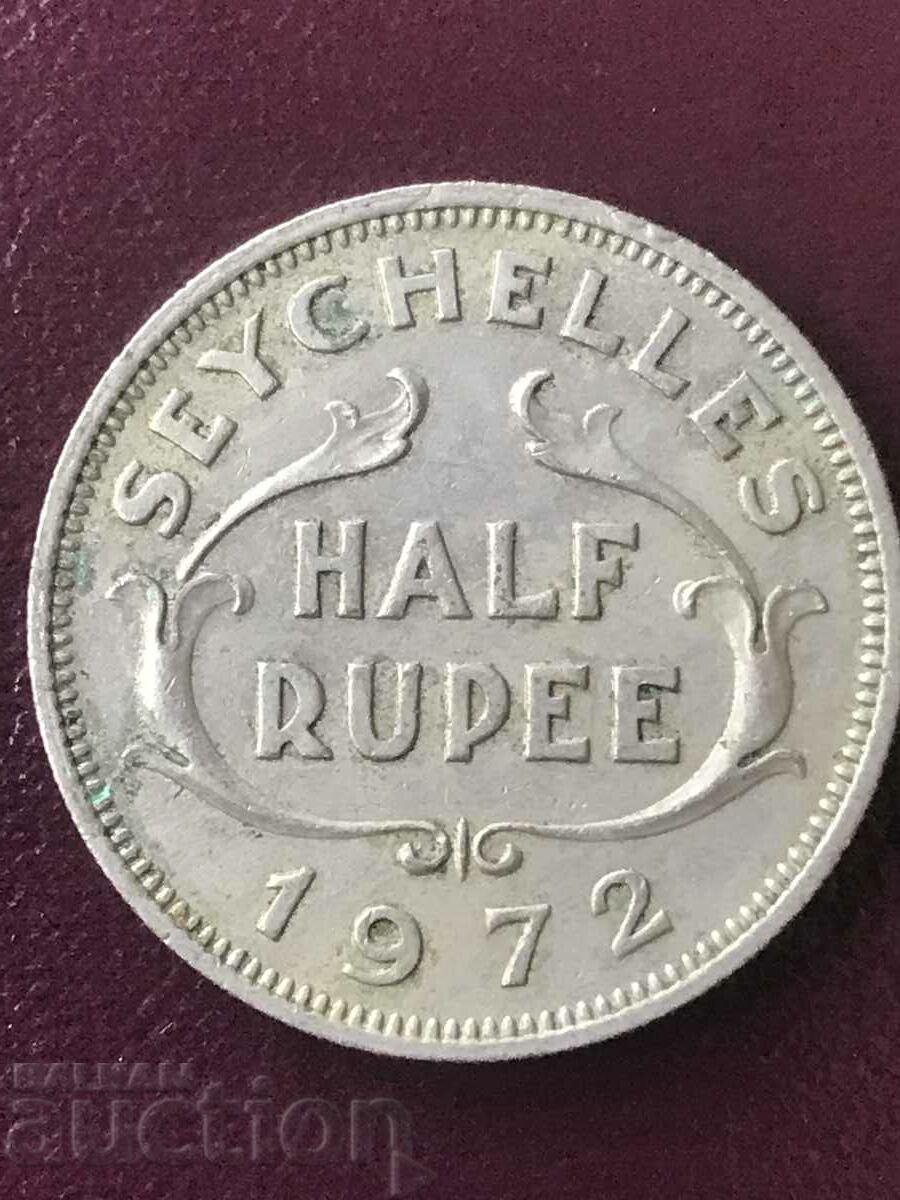 Seychelles 1/2 Rupee 1972 Elizabeth