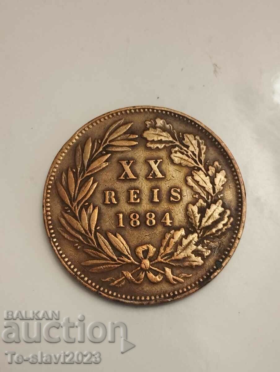 1884 Πορτογαλία Κέρμα 20 Reis