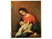 Old postcard - art - Zurbaran, Madonna and Child