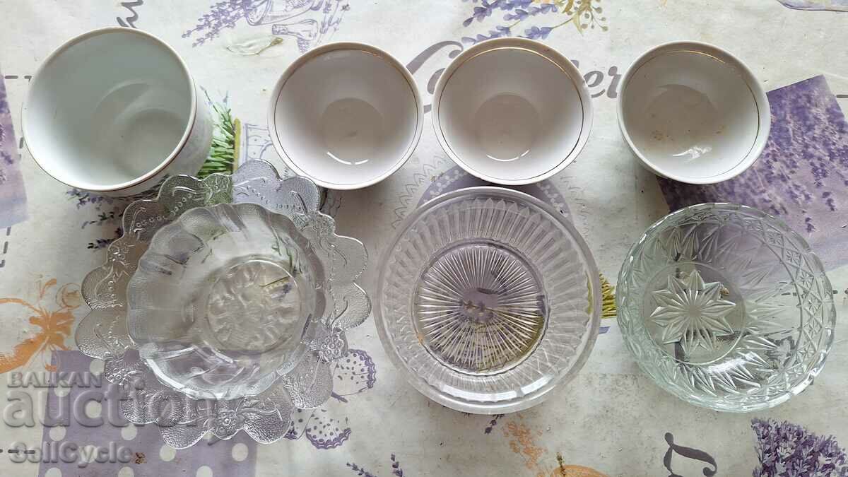 ✅PORCELAIN CUPS AND GLASS BOWL❗