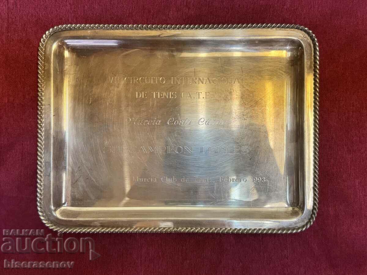 Silver plated tray with markings