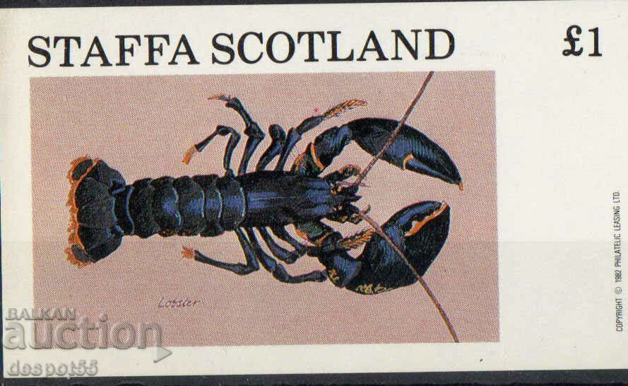 1982. Staffa, Scotland. Air mail. LOBSTER. Mini block.