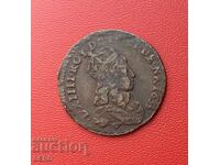 France-Louis XIV-1 liard 1655 I-Limoges-rare R2