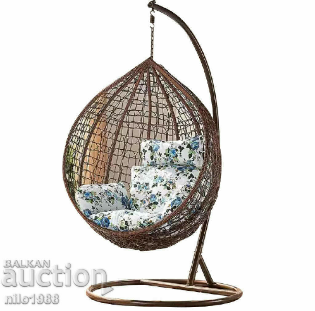 Garden swing made of PVC rattan with metal construction