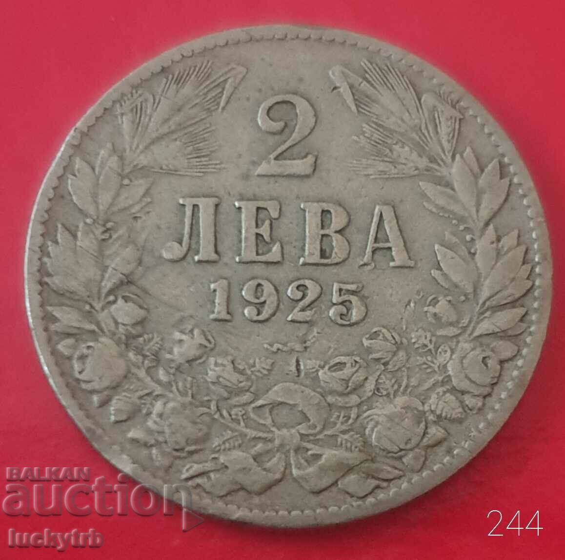 2 BGN 1925 - Bulgaria - with a line