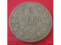 2 BGN 1925 - Bulgaria - with a line