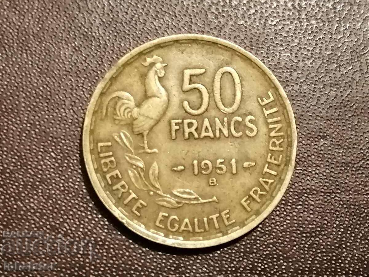 1951 letter B 50 francs