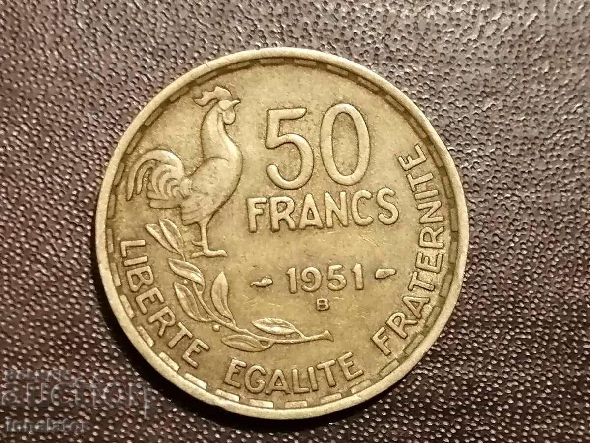 1951 letter B 50 francs