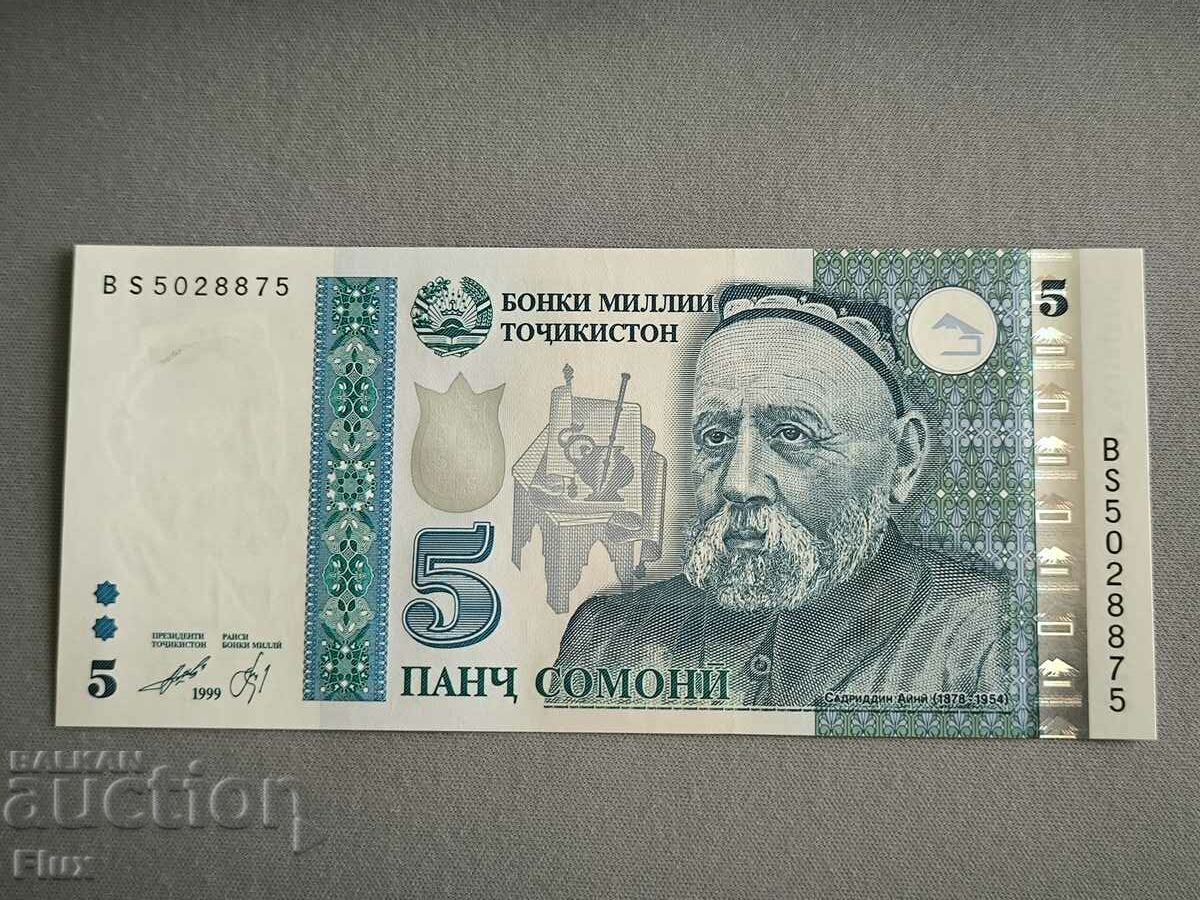 Banknote - Tajikistan - 5 somoni UNC | 1999