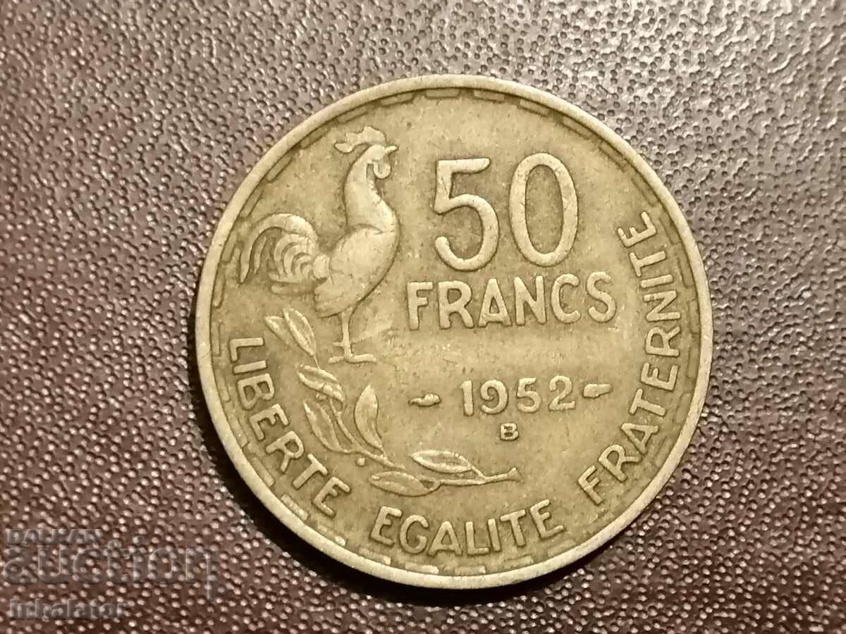 1952 letter B 50 francs