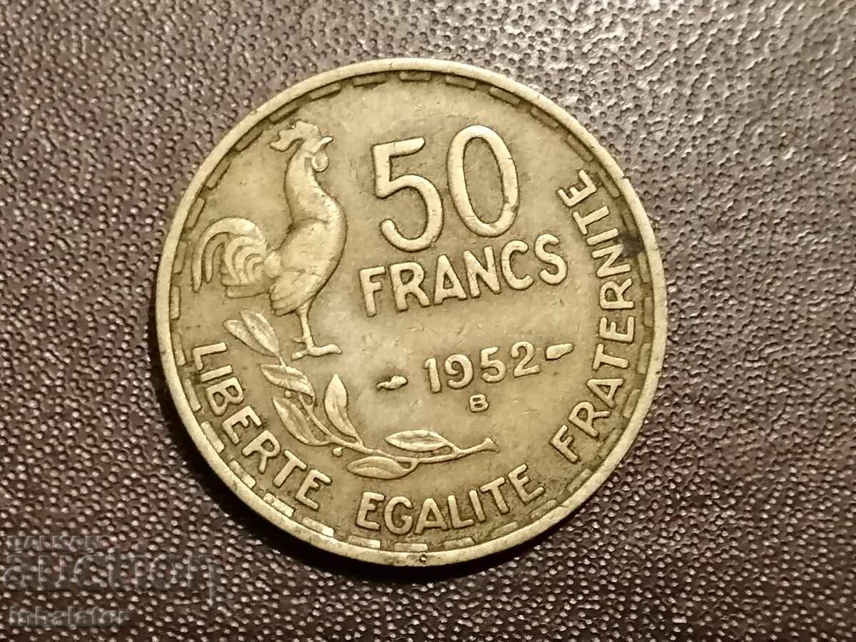 1952 letter B 50 francs