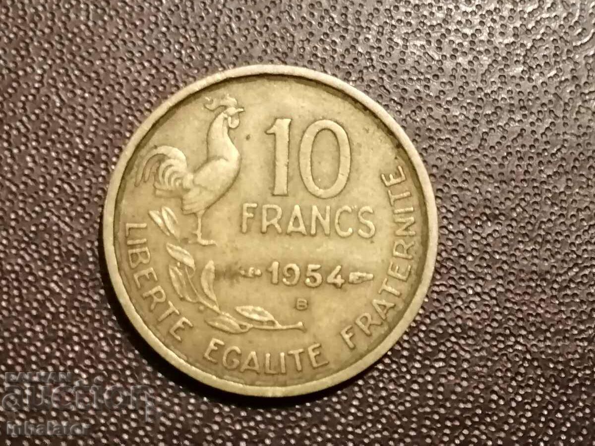 1954 litera B 10 franci