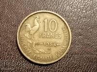 1954 letter B 10 francs