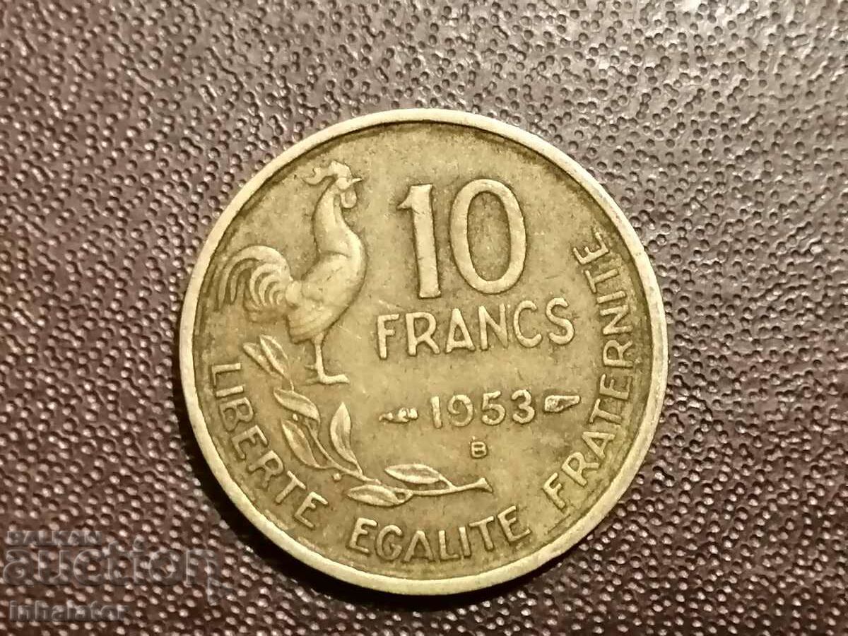 1953 letter B 10 francs