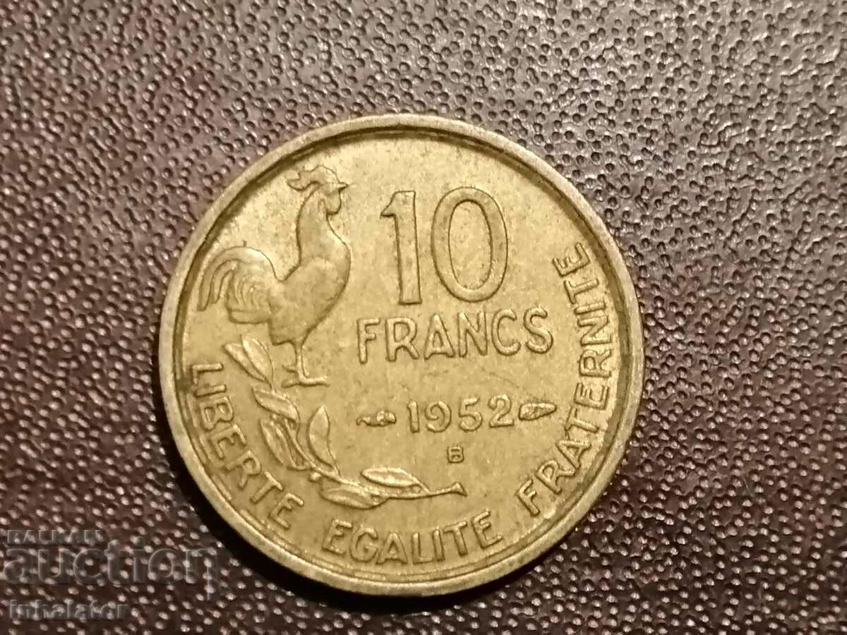 1952 letter B 10 francs