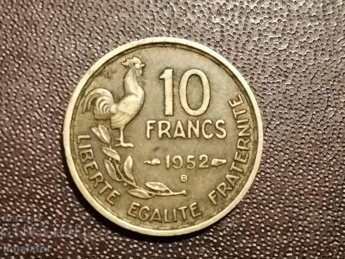 1952 letter B 10 francs