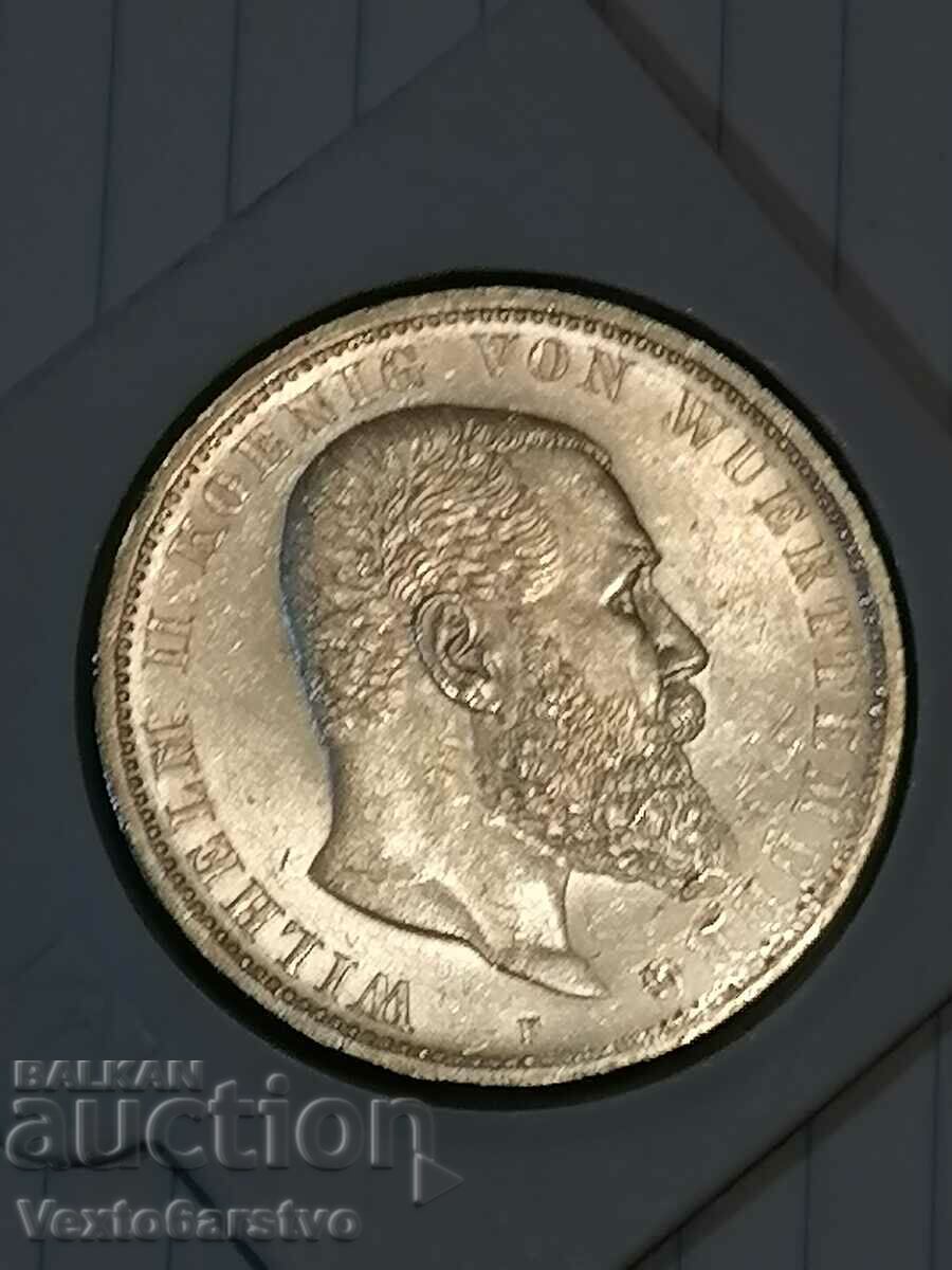 Coin-Germany-5 silver marks-1913-Württemberg.