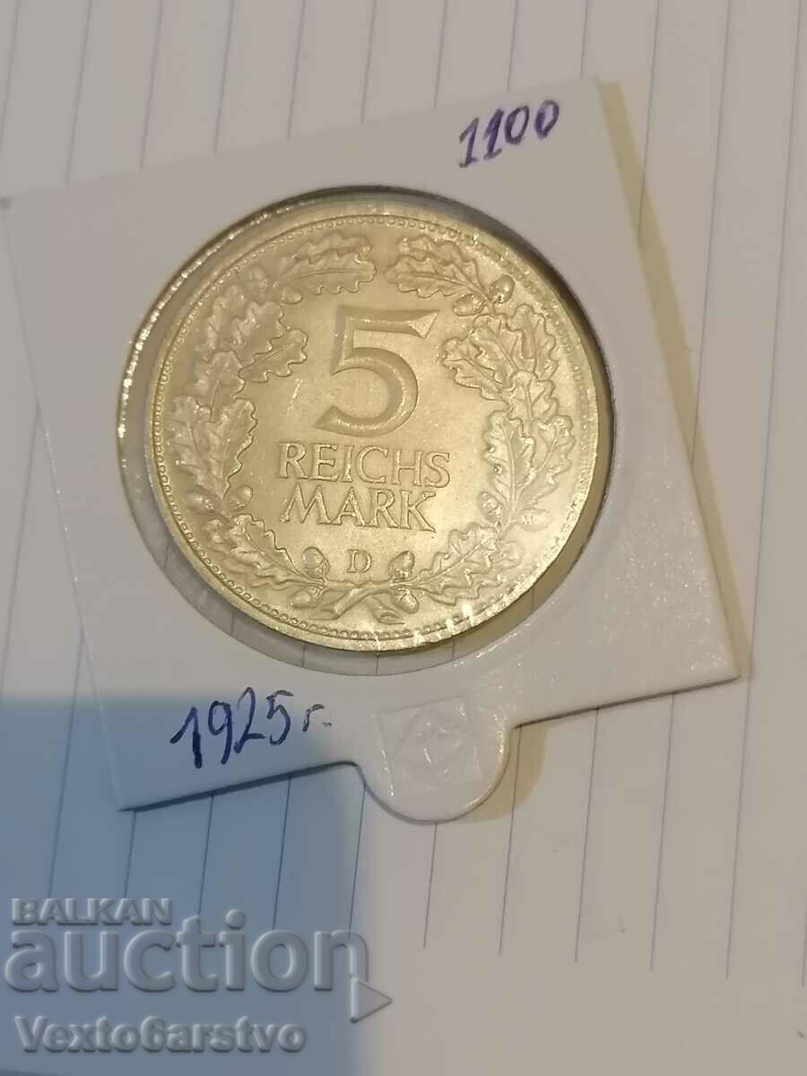 Coin-Germany-5 Reichsmarks - ασήμι-1925