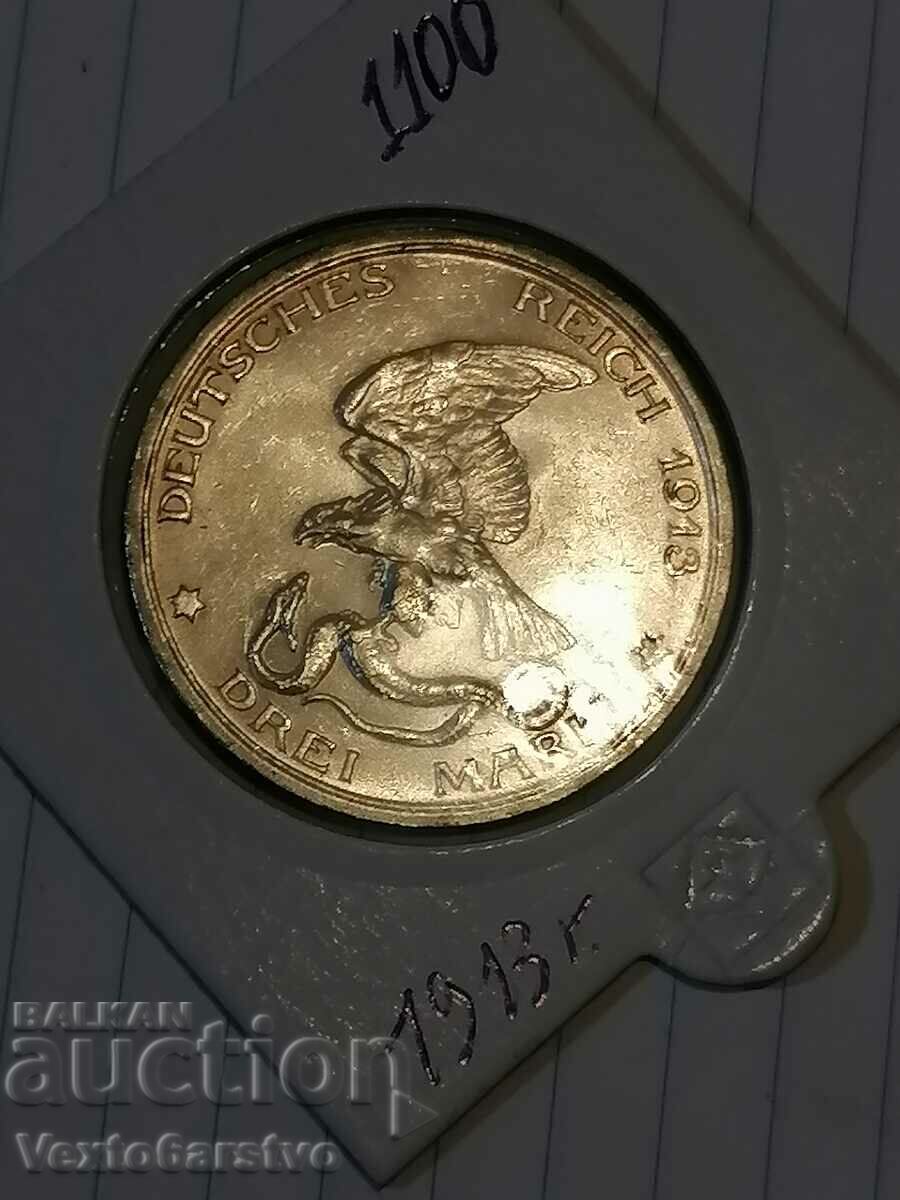 Coin-Germany-3 marks - silver-1913