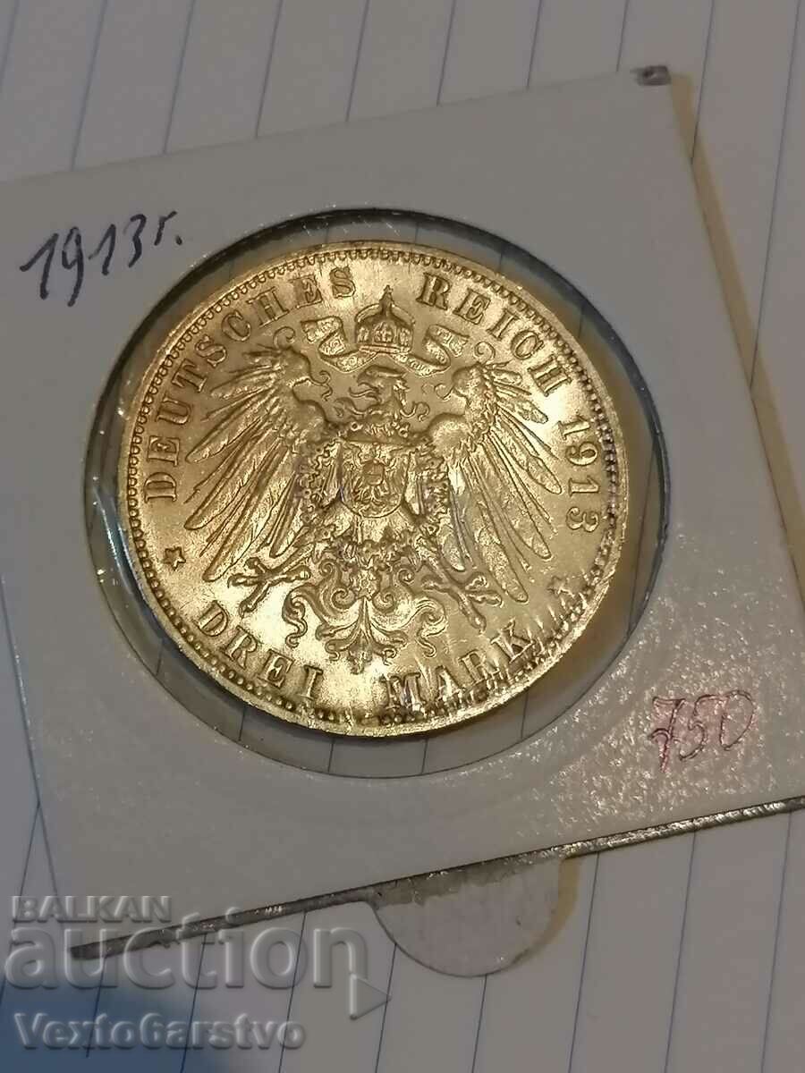 Moneda-Germania-3 Marci Reich - Argint-1913