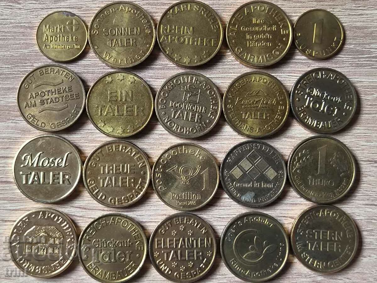Pharmacy Tokens / Tokens Germany Lot of 20 #3 with price 10.00 BGN | € 5.11 Pharmacy Tokens / Tokens Germany Lot of 20 #3 with price 10.00 BGN | € 5.11