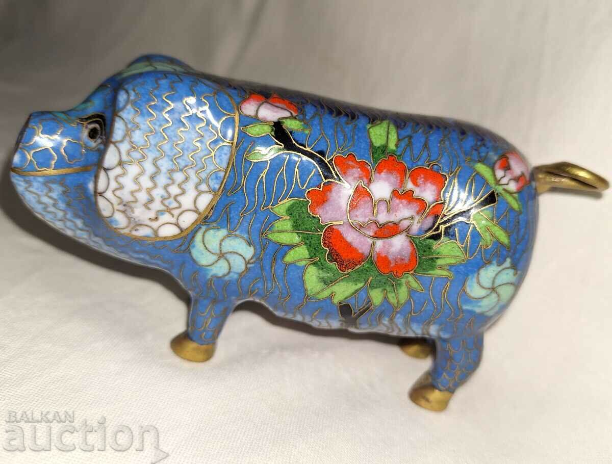 Veche figură porc cloisonné