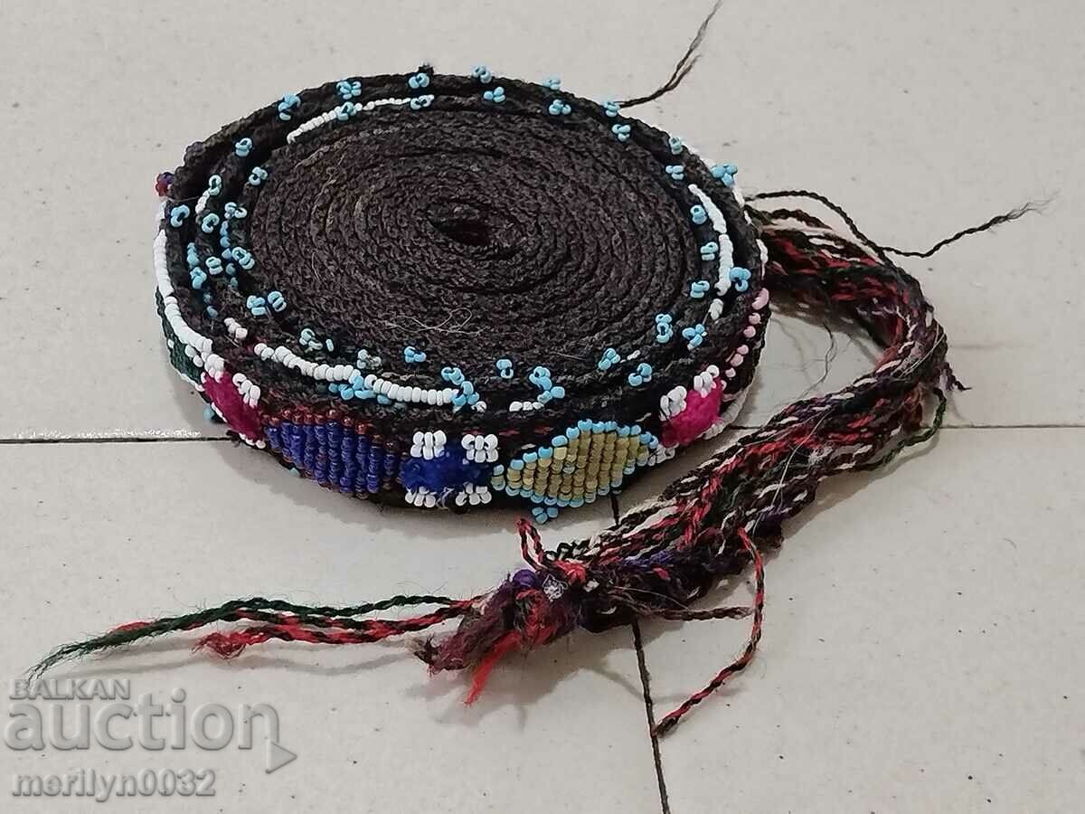 Auction Old handwoven belt with beads blue sash belt costume Auction Old handwoven belt with beads blue sash belt costume