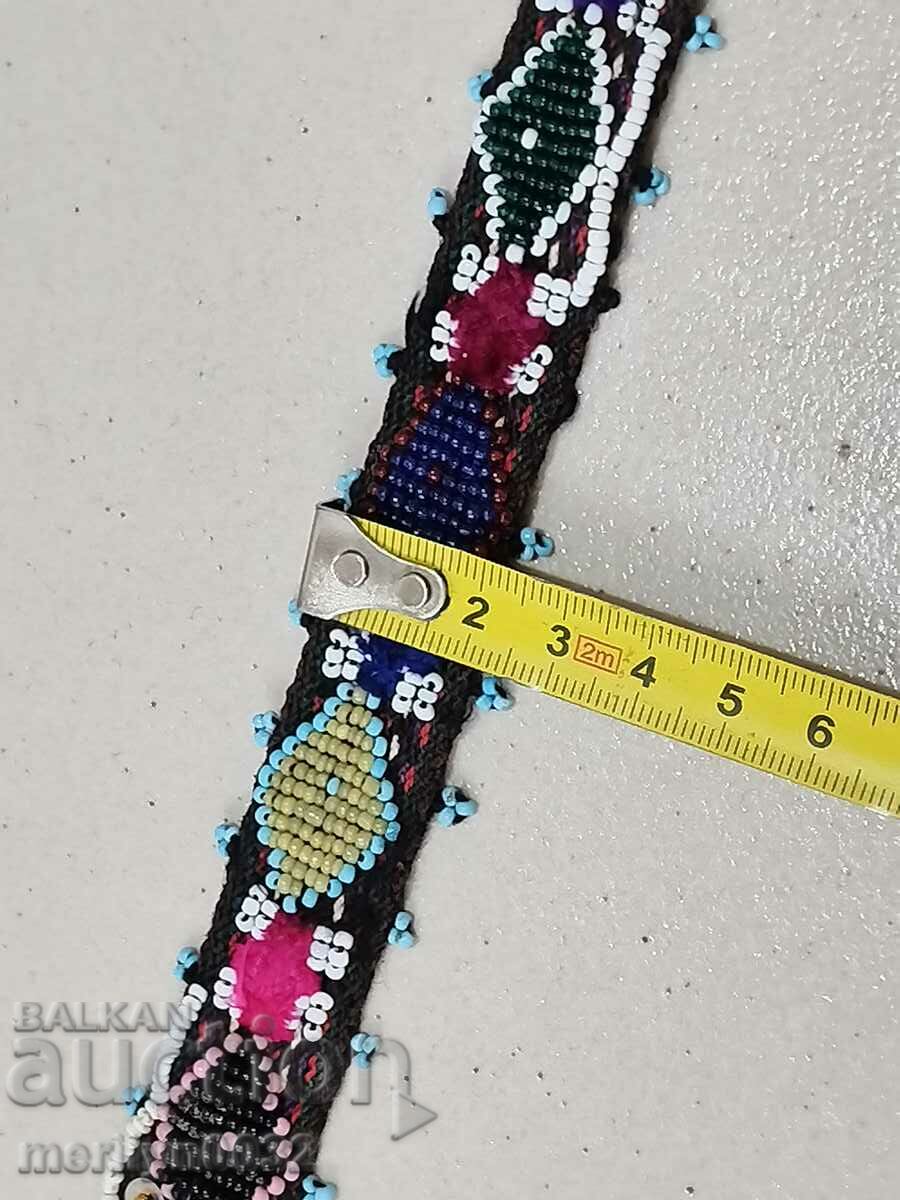 Delivery of Old handwoven belt with beads blue sash belt costume Delivery of Old handwoven belt with beads blue sash belt costume