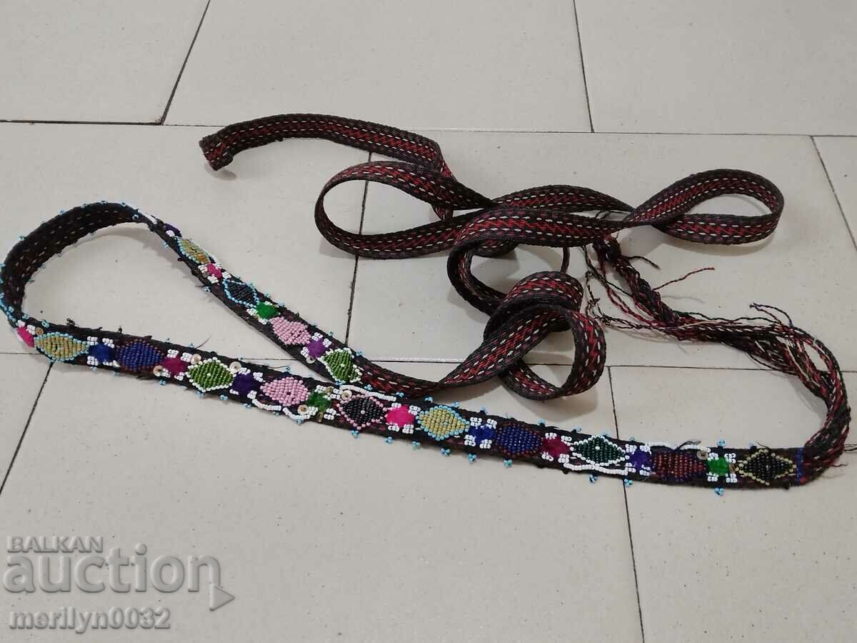 Old handwoven belt with beads blue sash belt costume - 6 Old handwoven belt with beads blue sash belt costume - 6