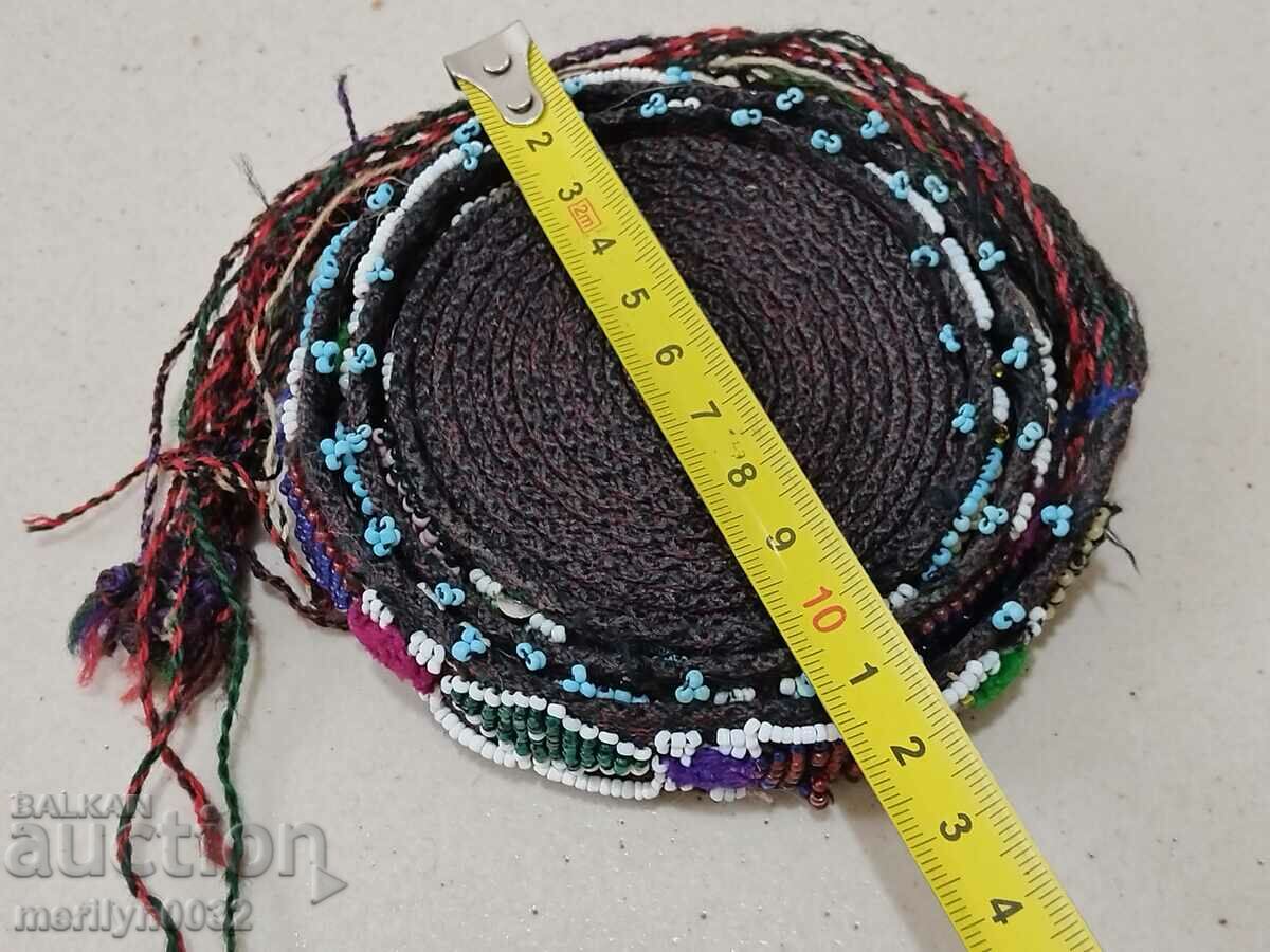 Old handwoven belt with beads blue sash belt costume - 7 Old handwoven belt with beads blue sash belt costume - 7