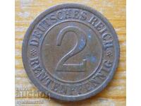 2 pfennig 1924 - Γερμανία ( A ) rentenpfennig