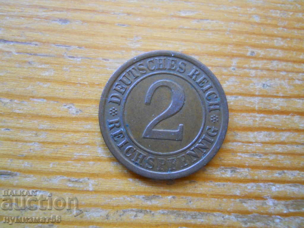 2 pfennig 1924 - Germany ( G ) reichspfennig