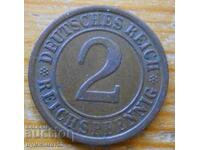 2 pfennig 1924 - Γερμανία ( G ) reichspfennig