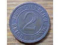 2 pfennig 1925 - Γερμανία ( A ) reichspfennig