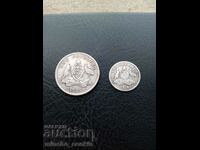 1 Shilling 1925 3 Pence 1918 Australia Silver.