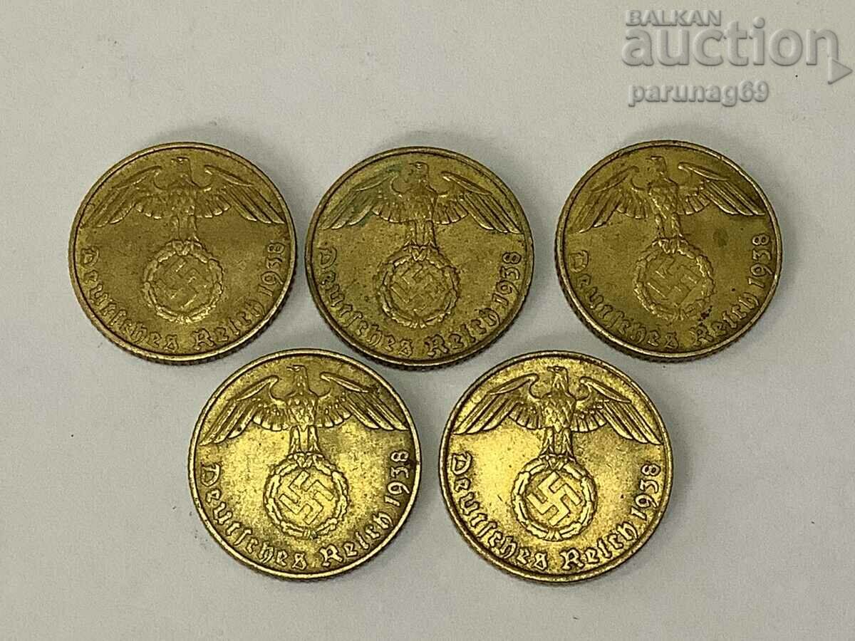 Germany - Third Reich 5 Reichs Pfennig 1938 E (OR) 5 pcs