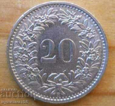 20 centimes (rapene) 1969 - Switzerland