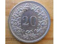 20 centimes (rapene) 1969 - Switzerland