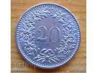 20 centimes (rapene) 1971 - Switzerland