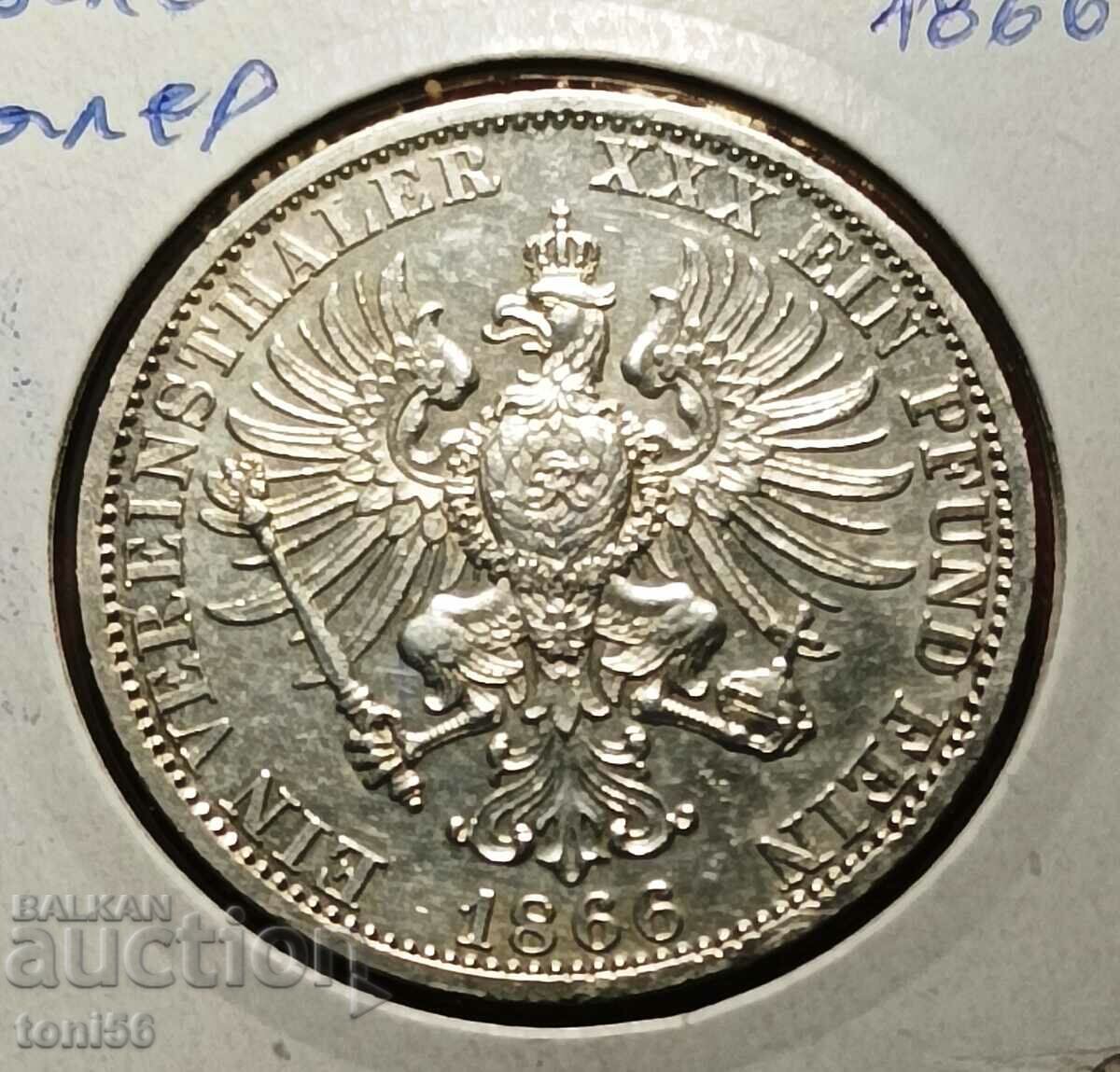 Germany - Prussia 1 Thaler 1866 aUNC