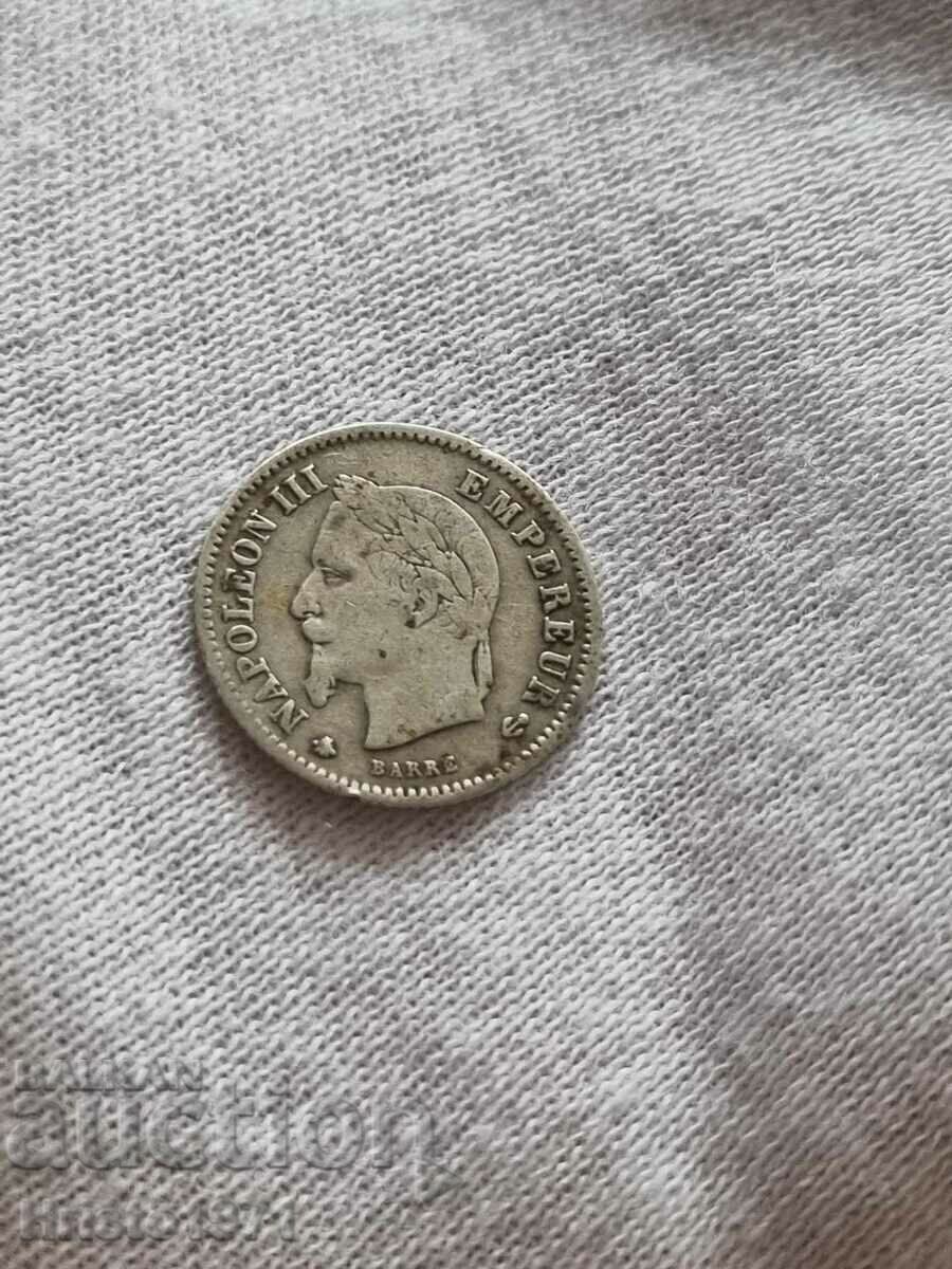 20 Centimes 1867 France with price 25.00 BGN | € 12.78 20 Centimes 1867 France with price 25.00 BGN | € 12.78